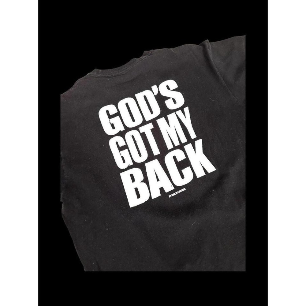 Vintage Gods Got My Back Shirt XXL Jesus Christ Bible Grunge Biker 90s Y2K Black